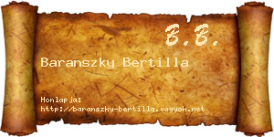 Baranszky Bertilla névjegykártya